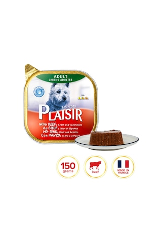 Plaisir Sığır Etli Pate Konserve Yetişkin Köpek Maması 4 x 150 G