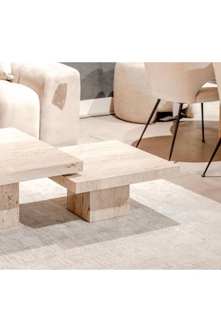 Most Marmoris Mermer Görünümlü %100 Mdf Orta Sehpa Set Traverten