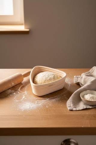 Bambum Puder - Ekmek Mayalama Sepeti Üçgen 16 Cm Ahşap