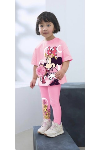 Lolliboomkids Kız Çocuk 3d Aplike Çiçek Detaylı Alt Üst Takım Baskı Desen T-shirt Tayt 2 Parça Flower Çok Renkli