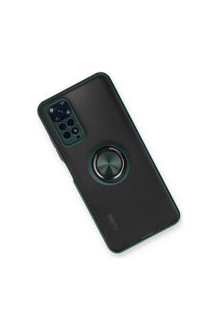 Xiaomi Redmi Note 11 Kılıf Montreal Yüzüklü Silikon Kapak - Yeşil Düz Renkli
