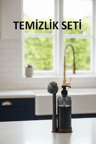 Çok Amaçlı Temizlik Fırçası Ve Sabunluk, Temizlik Seti, Deterjanlık Ve Fırçası Seti Çok Renkli