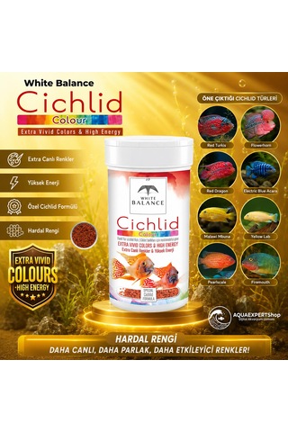 White Balance Cichlid Colour - Cichlid Balıkları İçin Özel Renk Canlandırcı Formül - Besleyici Ve Dengeli - 100 Ml