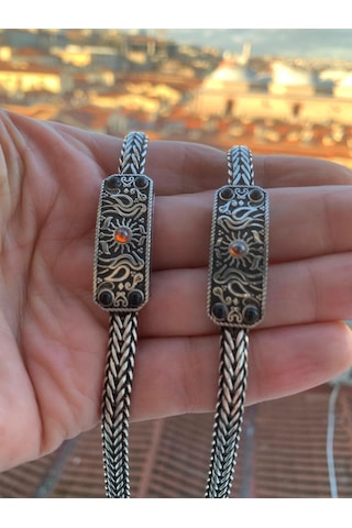 Mardin Hasır El İşi Güneş Sembolü Erkek Bileklik Gümüş