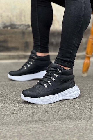 Wagoon Wg035 Siyah Cilt Yüksek Taban Yarım Bilek Bot Çok Renkli