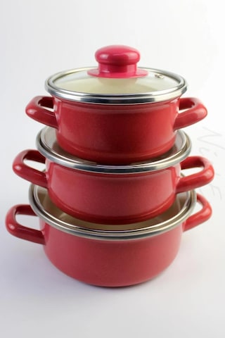 Protocol London 12/14/16 Cm Mini Emaye Tencere Seti - Anneler Gününe Özel 6 Parça Saklama Kabı Seti 001