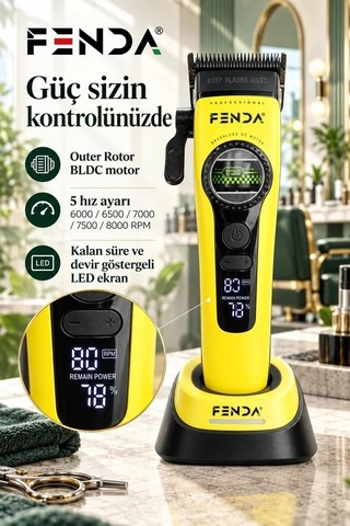 Fenda Profesyonel Saç Kesme Tıraş Makinesi Sarı Fnsacks0014