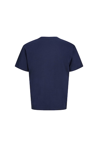Jack & Jones Erkek Gögüs Baskili Relaxed Fit Bisiklet Yaka Tisört - Abbo - 12298470 Lacivert