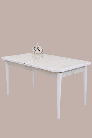 Duru Norte Mdf Lak Panel Açılır Yemek Masa Takımı 90x160 Beyaz Mermer
