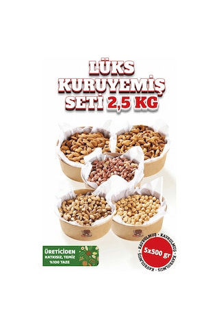 Lüks Kuruyemiş Seti 2,5 Kg 5x500g Antep Fıstığı, Kaju, Badem, Fıstık, Fındık-yeni Mahsul Taze 2500 G Lüks Kuruyemiş Seti 2,5 Kg 5x500g Antep Fıstığı, Kaju, Badem, Fıstık, Fındık-yeni Mahsul Taze 2500 G