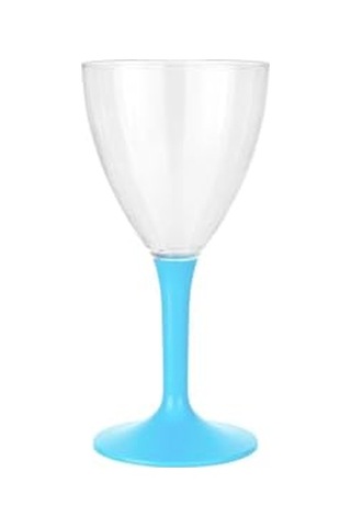 Mika Plastik Kadeh Lüks Turkuaz Ayaklı Şarap Bardağı 150 Ml 10'lu Ahşap