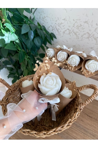 Bernami Mumluk Şamdanpinterest Kişiye Özel Düğün Nişan Söz Hediyelik Gül Model Vanilya Kokulu Buket Mum - 15 Adet Diğer