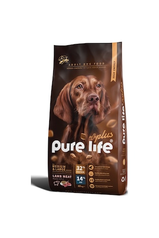 Purelife Plus Yüksek Enerji 32+ Protein Kuzu Etli Yetişkin Köpek Maması 15 KG