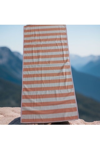 Özdilek Double Color Strıpe Plaj Havlusu 70x145 Turuncu-pembe