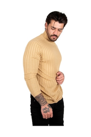 Deepsea Erkek Camel Yarım Balıkçı Örme Kazak 2100017 Camel