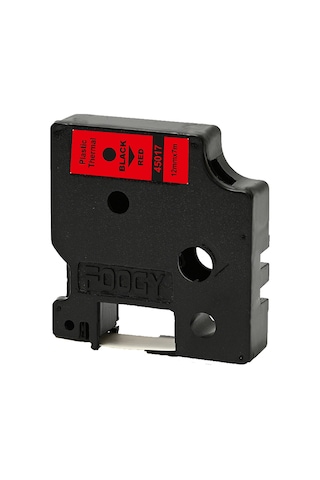 Foogy Dymo D1 Etiket Muadili 12 MM X 7 M Kırmızı-Siyah