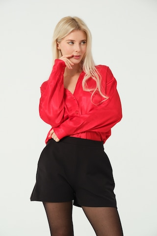 S'amore Clothing Basic Saten Gömlek Kırmızı