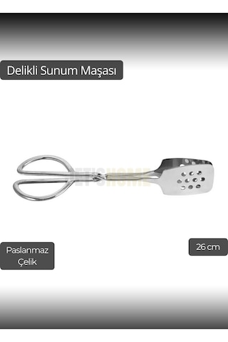 Salata Maşası Paslanmaz Çelik Maşa Delikli Barbekü Maşası 26 Cm