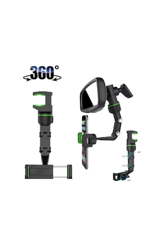 Dikiz Aynası Telefon Tutucu Araç İçi 360 Derece 1. Kalite Siyah