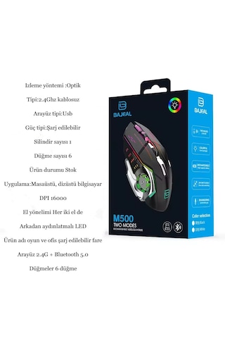 Bajeal M500 Kablosuz RGB Optik Mouse