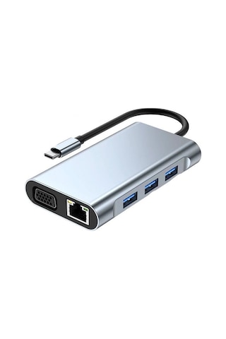 5236 Type C To Hdmi Vga Usb 3.0 Sd Tf Kart Rj45 Çoklayıcı Hub