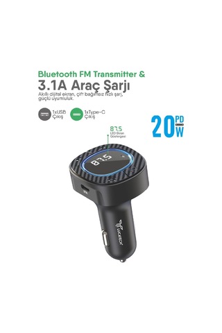 Lexroo Bluetooth Fm Transmitter Usb Destekli Araç Şarjı