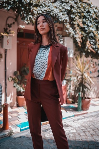 Kadın Yüksek Bel Klasik Pantolon Frn2054 Bordo1 Bordo