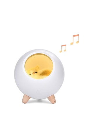 Yeiuyi7 Kedi Ev Şekli Çok Fonksiyonlu Bluetooth Hoparlör Gece Lambası Beyaz