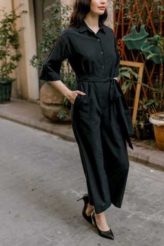 Barbora Keten Günlük Tulum Elbise Ln22siyahd1 001