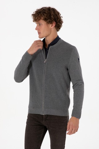 U.s. Polo Assn. Erkek Gri Melanj Hırka Triko 50313721-vr086 Gri Melanj