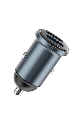 Wiwu Wi-cc031 Nano Lite Serisi Dual Usb-a Hızlı Şarj Özellikli Araç Şarj Aleti Pd 12w Gri