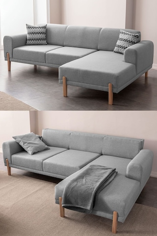 Mocha Sırt Mekanizmalı Köşe Koltuk Takımı Gri