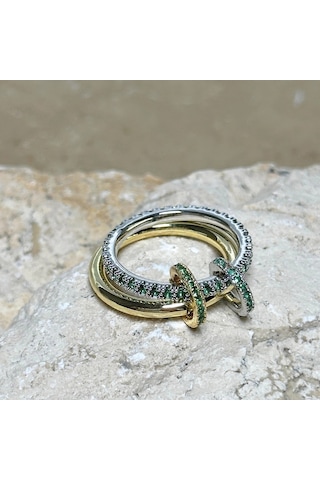 2'li Gold-yeşil Yüzük Çok Renkli