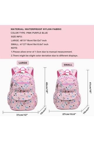 Lichen01 Kız Çocuk Sırt Çantası Kız Çocukları İçin Okul Sırt Çantası