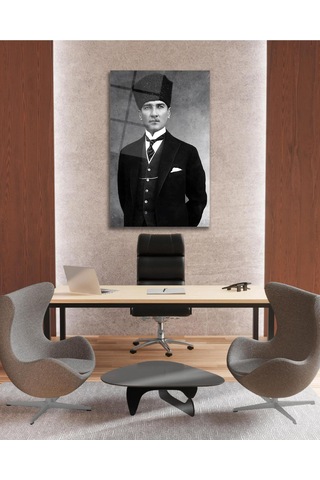 Atatürk Portre Cam Tablo Modern Ev Ofis Salon Hediyelik Büyük Tablo Duvar Dekoru