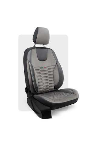 Otexo Bellucci Transit Yeni Model Kolçaklı 2014+ Airbag Uyumlu Universal Taytüyü Oto Koltuk Kılıfı Siyah - Füme