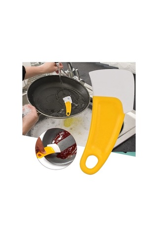 Prestigegoods Esnek Kalın Gres Spatula Kazıyıcı, Isıya Dayanıklı Ev Temizlik Aleti, 15x6.5cm, Sarı
