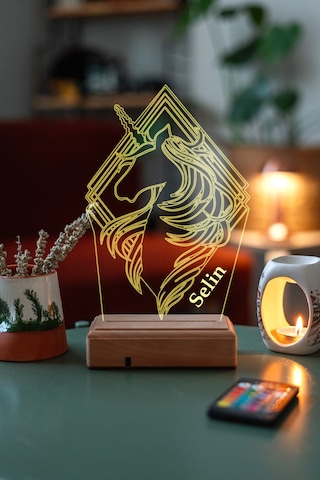 Kişiye Özel 3D Unicorn, Kız Çocuğuna Hediye Masaüstü Led Lamba