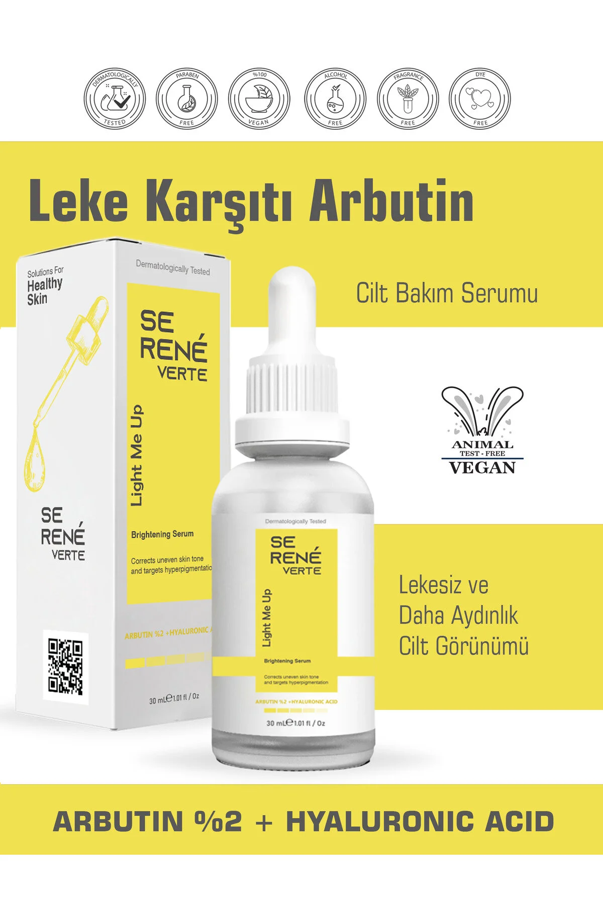 Se Rene Verte Leke Karşıtı Arbutin Cilt Bakım Serumu 30 Ml Arbutin %2 + Hyaluronic Acid