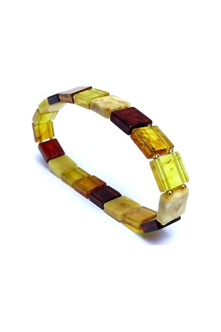 Tesbih Rüyası Renkli Düz Kesim Damla Kehribar Bileklik Çok Renkli