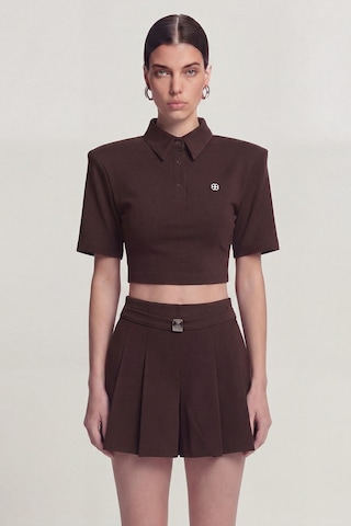 Holly Lolly Vatkalı Polo Yaka Carolyn T-shirt Kahve