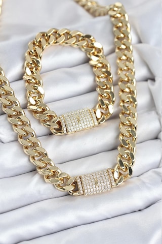 Zarif Vücutlar İçin Xuping Gurmet Stil Golden Kolye Bileklik Seti Gri