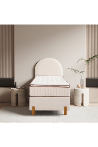 Bohem Tek Kişilik Sandıklı Baza + Pedli Yatak + Bohem Başlık 3 Lü Set Konuma Özel Teslimat 90 x 190 CM