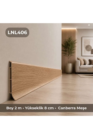 Linela Suya Dayanıklı Pvc Süpürgelik 8 Cm - Canberra Meşe - Lnl406