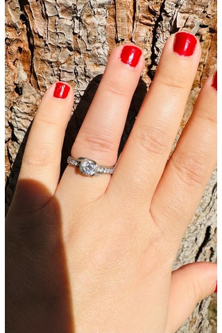 Gümüş Alyans Yüzük Zirkon Taşlı Sodyum Kaplama 925 Ayar 2,14 Gram