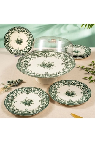 Fecra Majestic Green 8 Parça Sunum Seti Beyaz - Yeşil