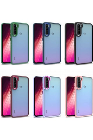 Noktaks - Redmi Note 8 Uyumlu Kılıf Koruyucu Arkası Şeffaf Renkli Kenarlı Flora Kapak - Lila - T23437