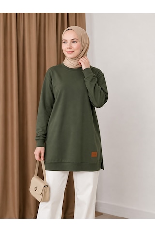 Unika Boutique Kadın Yırtmaçlı Arma Detaylı Tunik Haki
