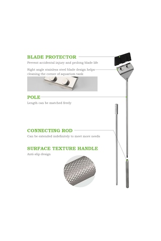 Xiyyadms Akvaryum Temizleme Bıçağı - Paslanmaz Çelik Alg Kazıyıcı, 90cm - Kolay Tank Temizliği İçin Özel Tasarım