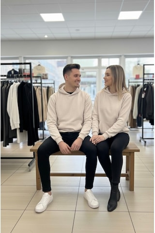 Tuba Toptaş Unisex Bay/ Sweatshirt Kapüşonlu Bej